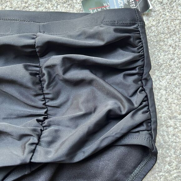 ISLAND ESCAPE Black High Waist Tummy Control Ruched Swim Bottoms Plus Size 22W - Picture 4 of 6